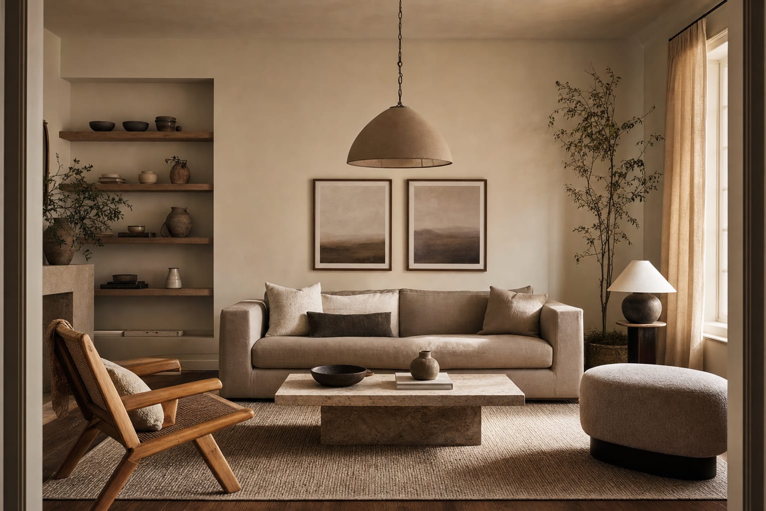 A furnished rental unit living room, staged to photograph well