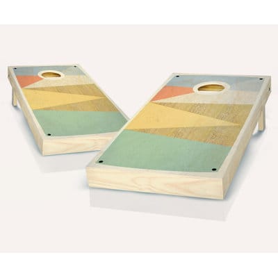 AJJ CORNHOLE | 2' X 4' Stained Boat Shoe Solid Wood Cornhole Set With Bags