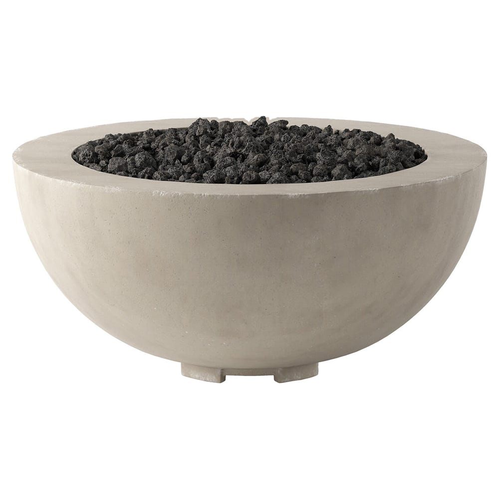 KATHY KUO HOME | Bracken Industrial Loft Natural Concrete Propane Outdoor Fire Bowl