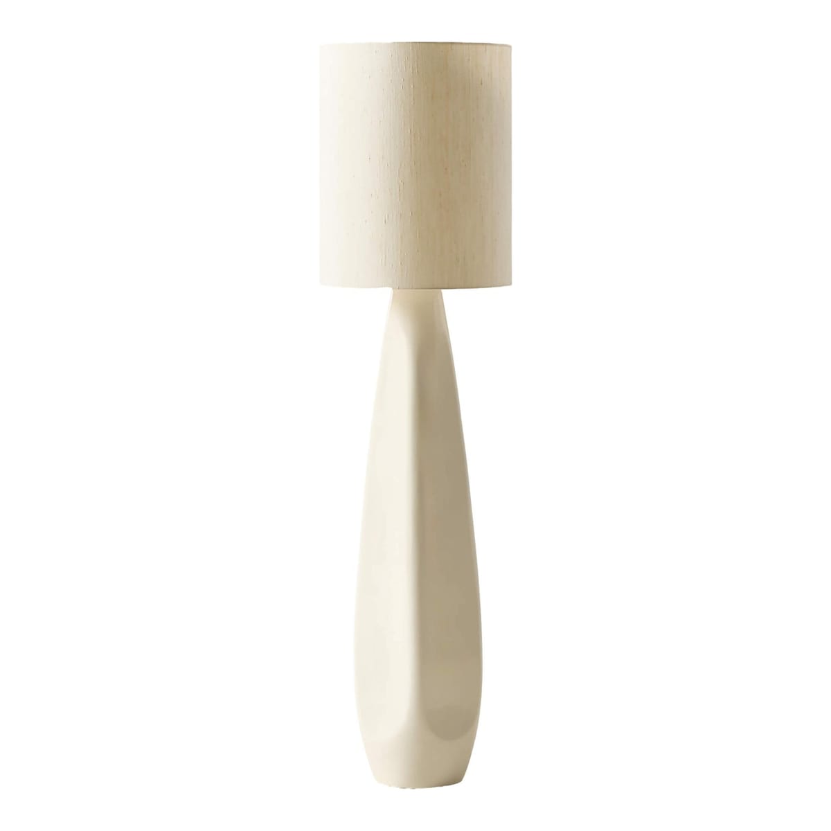 CB2 | Saxon White High-Gloss Resin Floor Lamp with Silk Shade