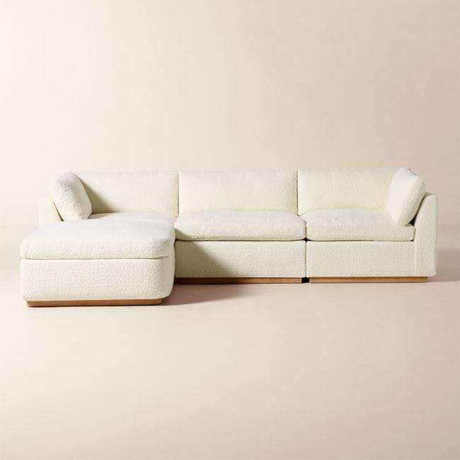 CB2 | Stormo 4-Piece L-Shaped Ivory Boucle Sectional Sofa