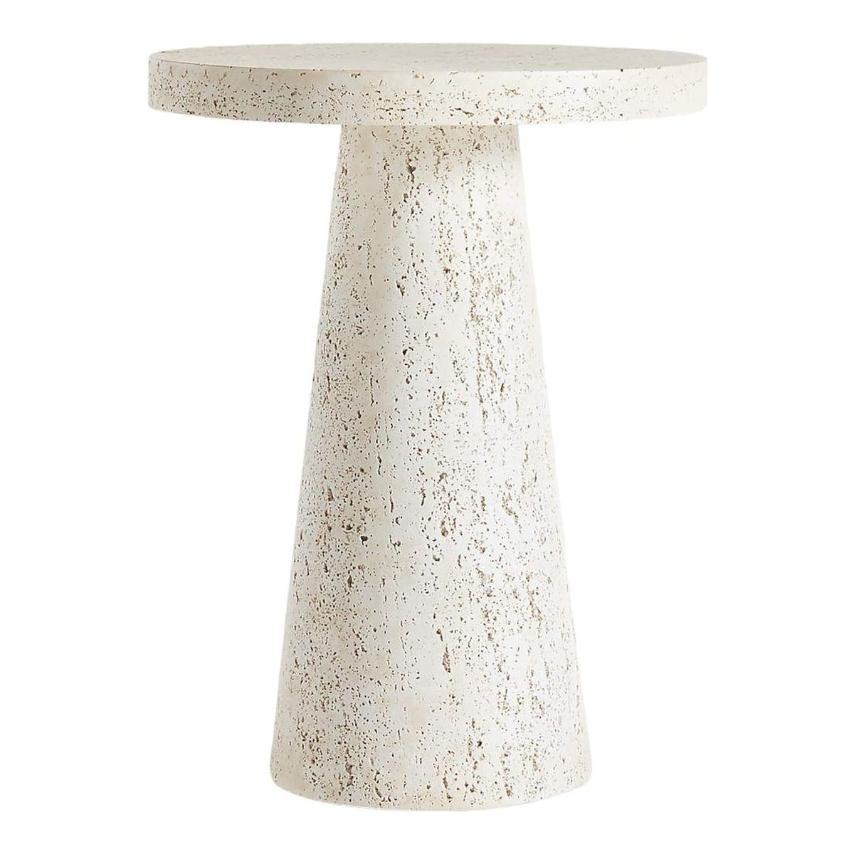 CRATE & BARREL | Willy Faux Travertine Resin End Table