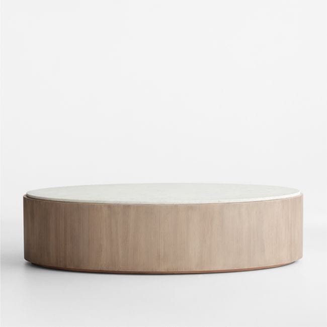 CRATE & BARREL | Troupe Marble and Natural Pine Wood Coffee Table