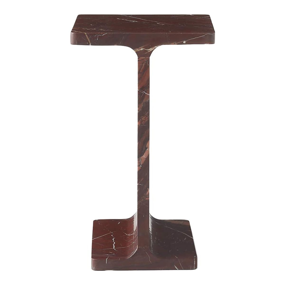 CB2 - I Beam Red Marble Side Table