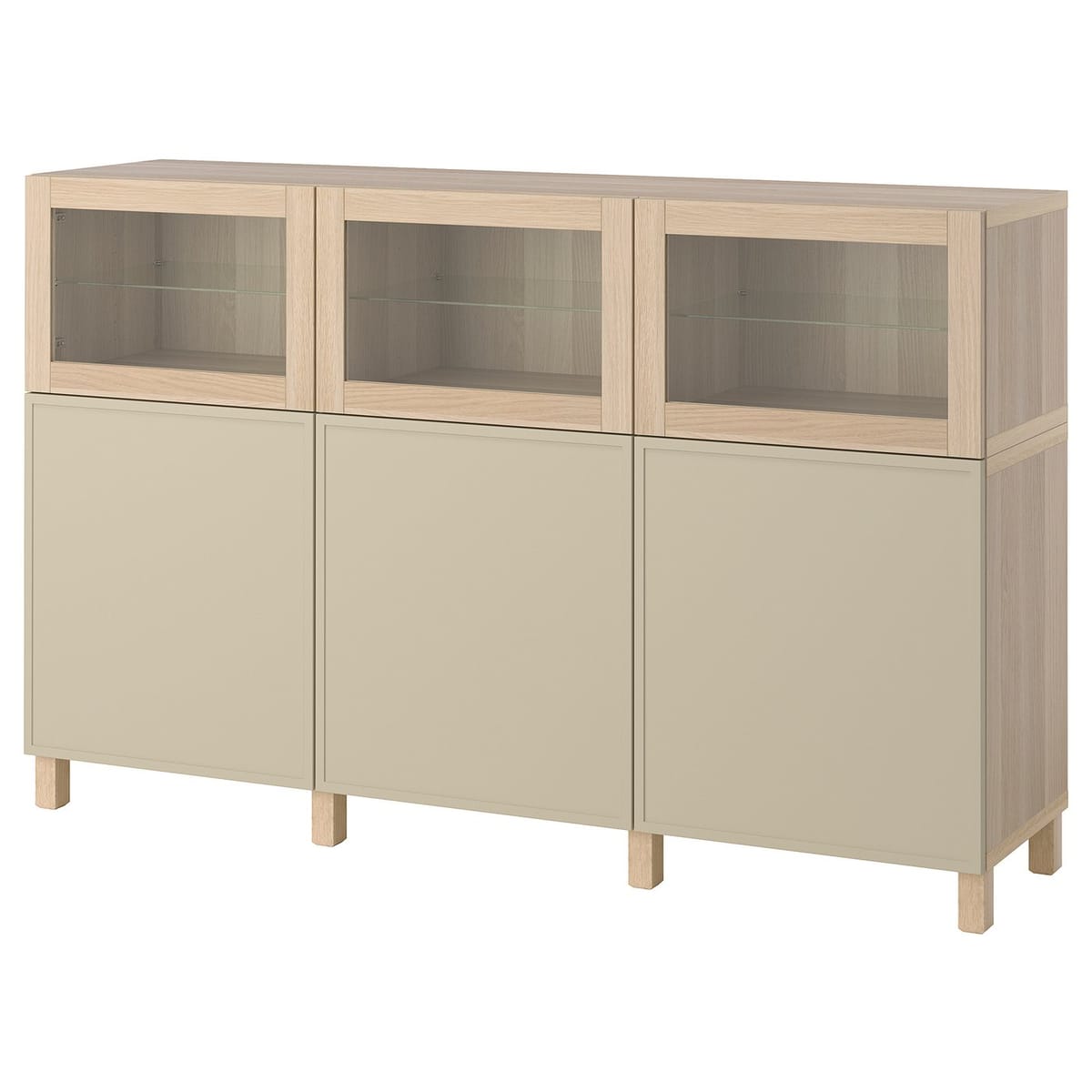 Bestå Combinación Almacenamiento+puertas - Efecto de Roble Teñido En Blanco/krukmakare Beige 70 7/8x16 1/2x44 1/8 "