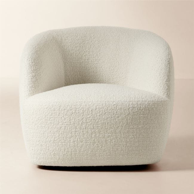 Gwyneth Ivory Boucle Swivel Chair By Goop