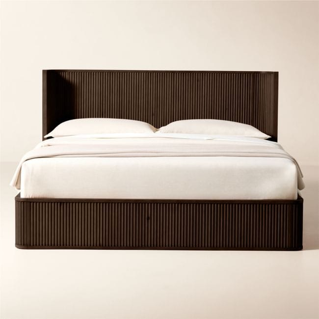 Davison Fluted Dark Brown Wood King Bed