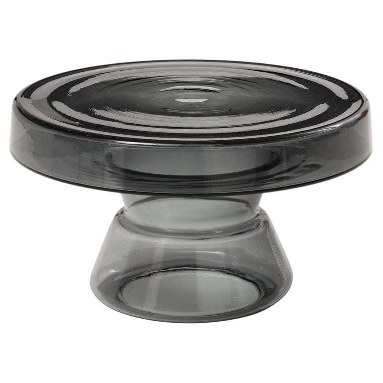 Hand-Casted Smoke Grey Round Murano Glass Side Coffee Table, Italy, 21"dx12.5"h