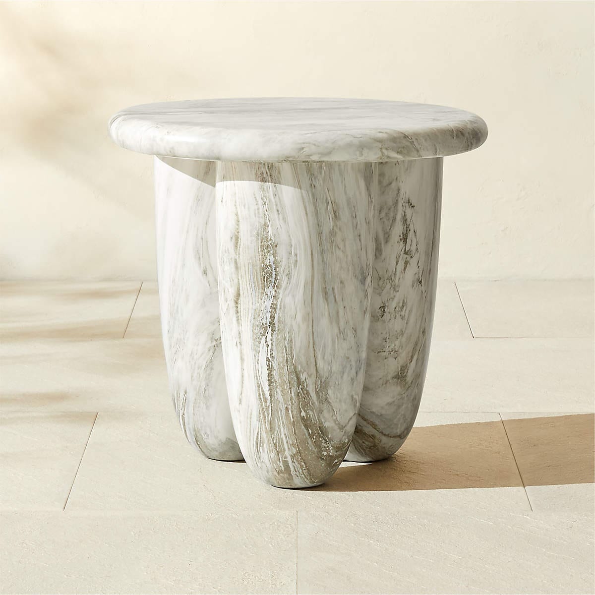 CB2 - Cova Round Marbled Resin Indoor/Outdoor Side Table