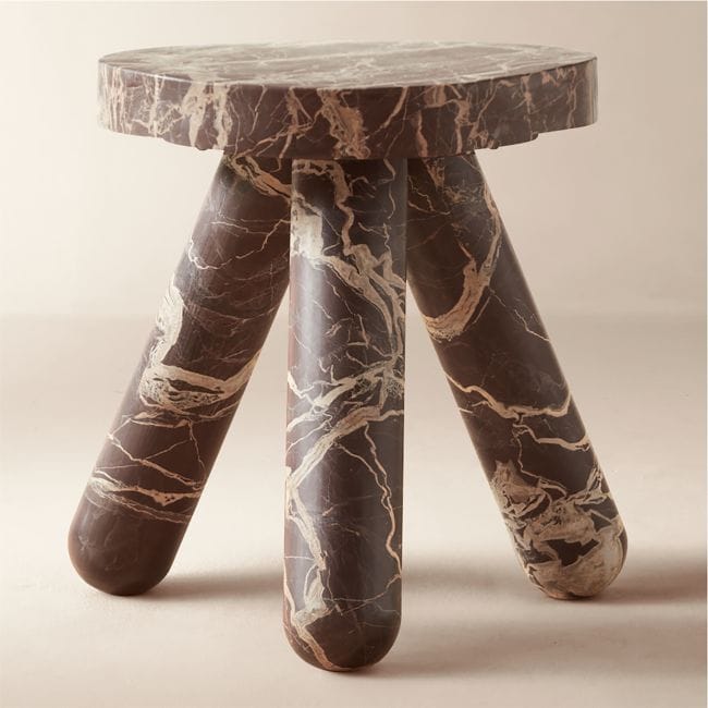 CB2 (CB2.COM) | CB2 x Studio Anansi Jaxx Round Marble Side Table - Red