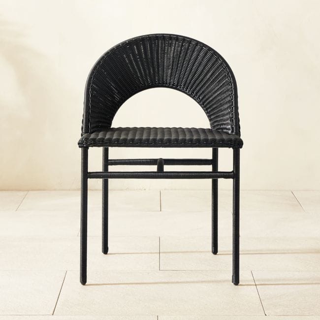CB2 | Arly All-Weather Rattan Dining Chair - Black
