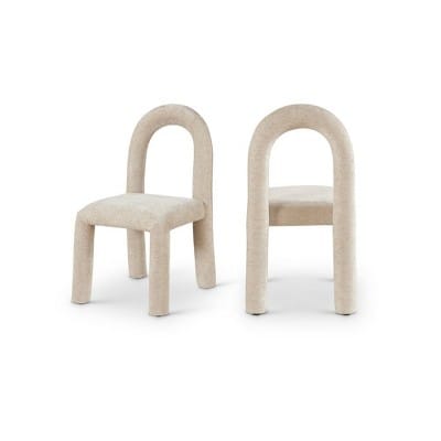 Meridian Furniture,amari Beige Chenille Fabric Dining Chair, Set Of 2