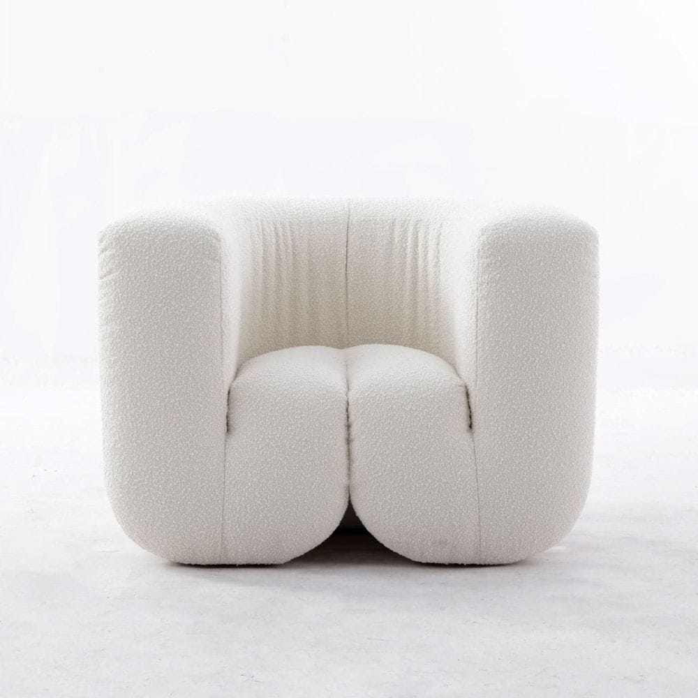 Serpentine Bucket Lounge Chair - Off-White Boucle