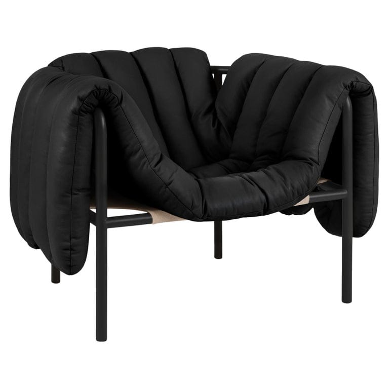 Contemporary Lounge Chair 'puffy' By Hem, Black Steel, Black Leather