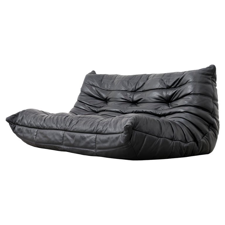 Togo Sofa 3 Seater - Michel Ducaroy Ligne Roset Black Leather Made In France
