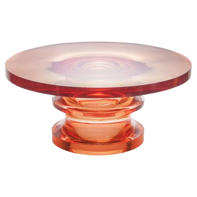 Echo Coffee Table In Orange, Translucent Polyurethane Resin, By Ian Cochran