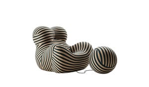 Armchair And Ottoman - Striped Beigeteal Jersey