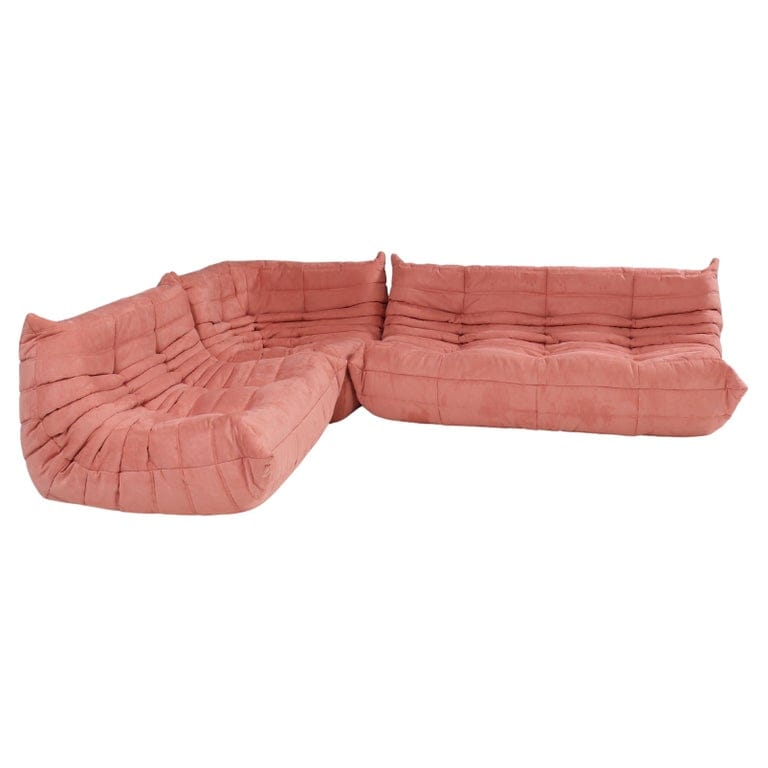 Ligne Roset By Michel Ducaroy Togo Pink Corner Modular Sofa, Set Of Three