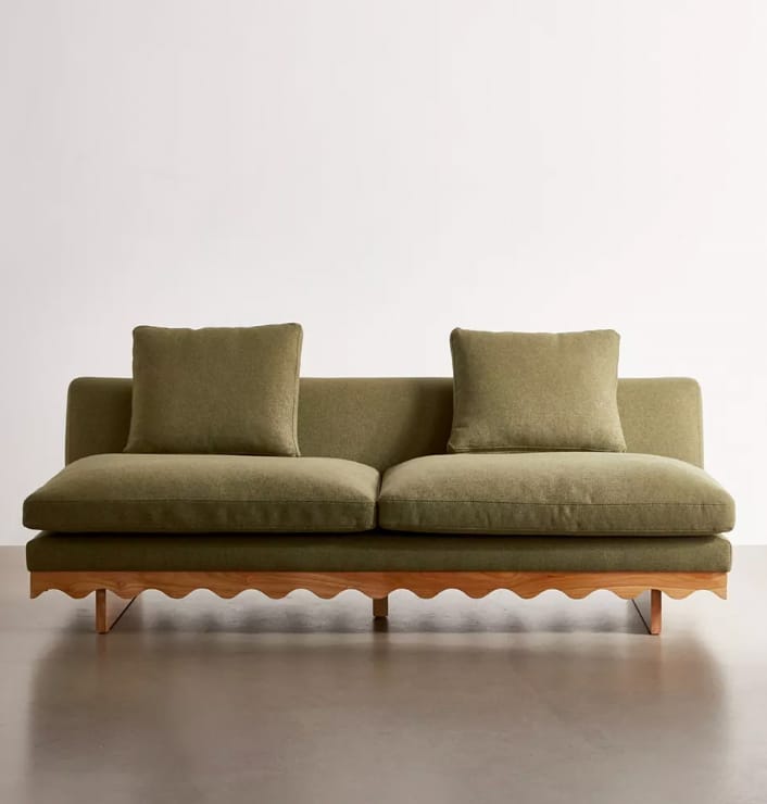 URBAN OUTFITTERS | Roma Scalloped 3-Seater Sofa - Ivory At