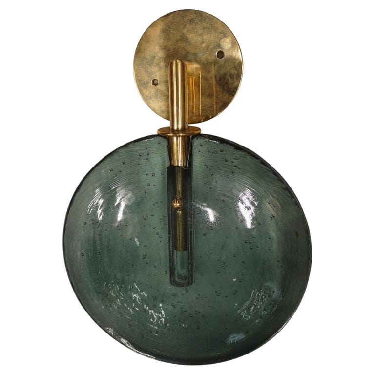 Murano Round Green Glass And Brass Modern Wall Light And Sconces, 2020