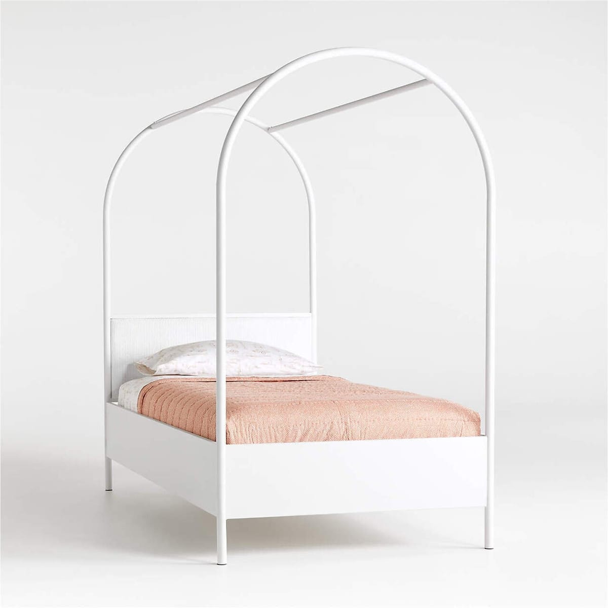 Canyon Arched Twin White Canopy Bed With Upholstered Headboard By Leanne Ford