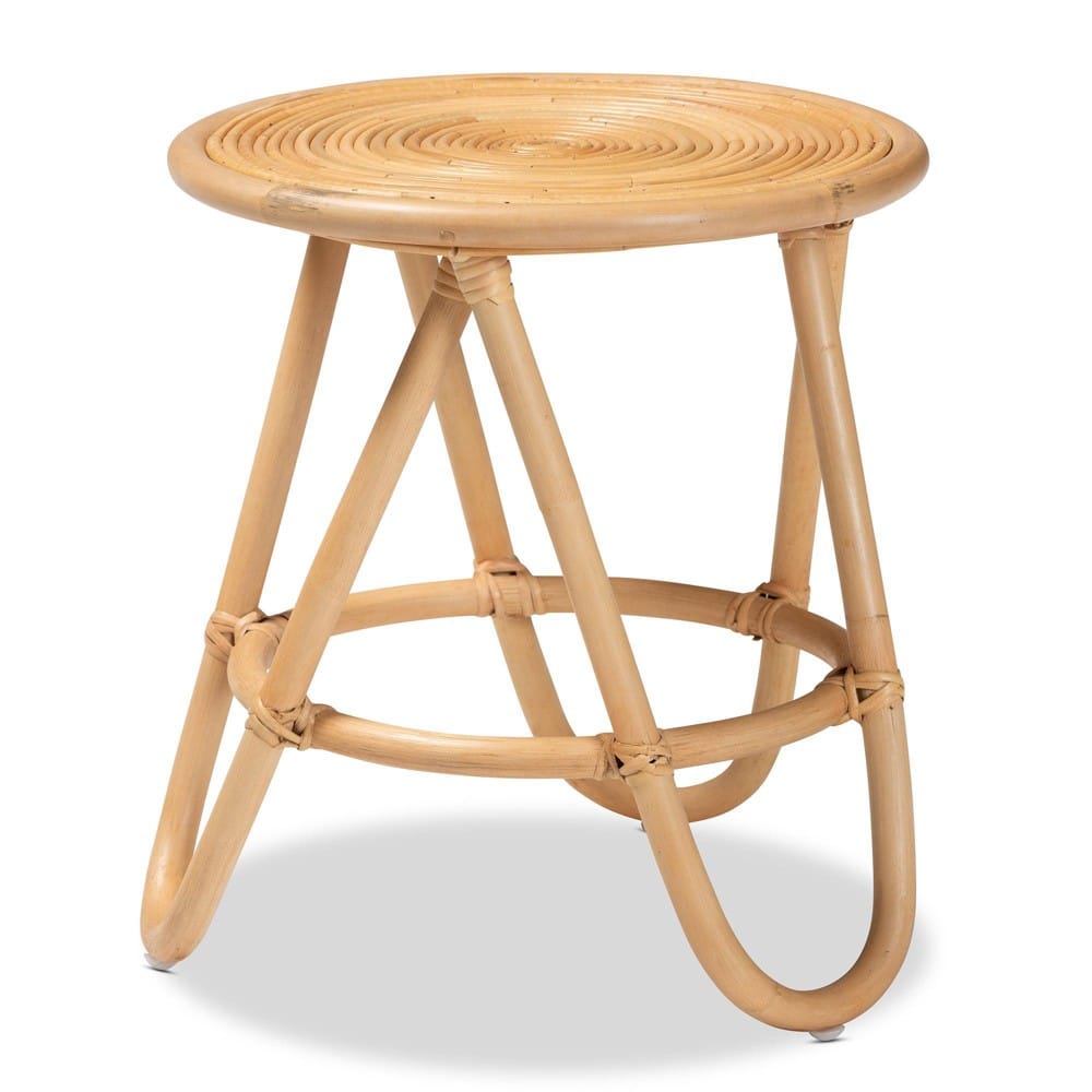Rinjani Rattan End Table Natural/brown: Bohemian Style, No Assembly, Spot Clean, Irregular Shape