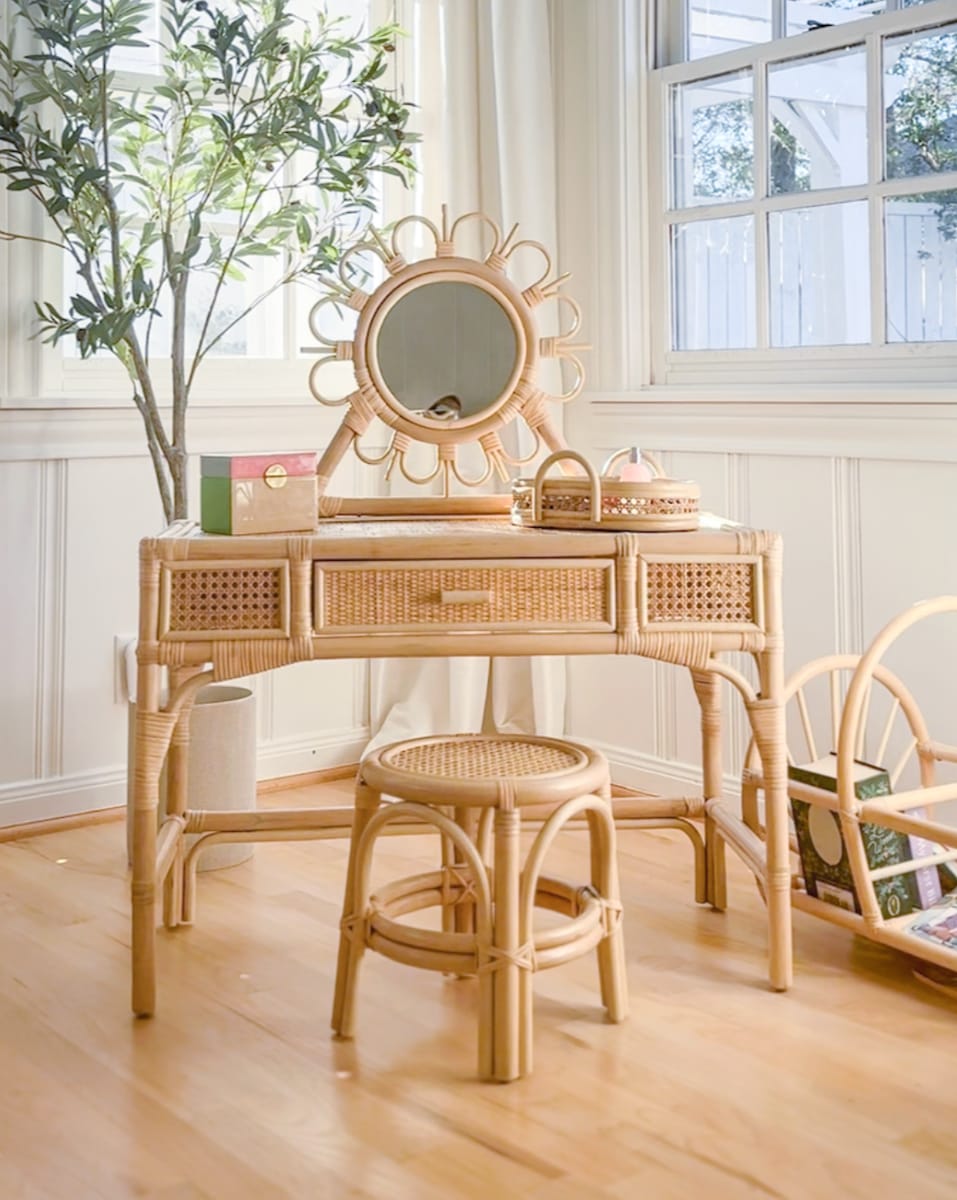 Kai Rattan Kids Vanity & Stool