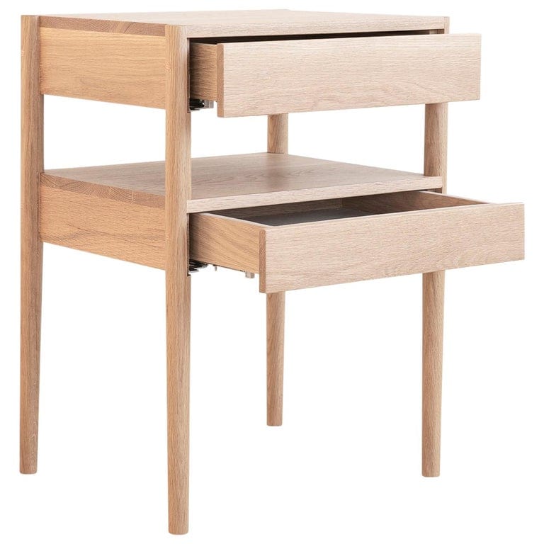 Earl Mid-Century Modern White Oak Bedside Table