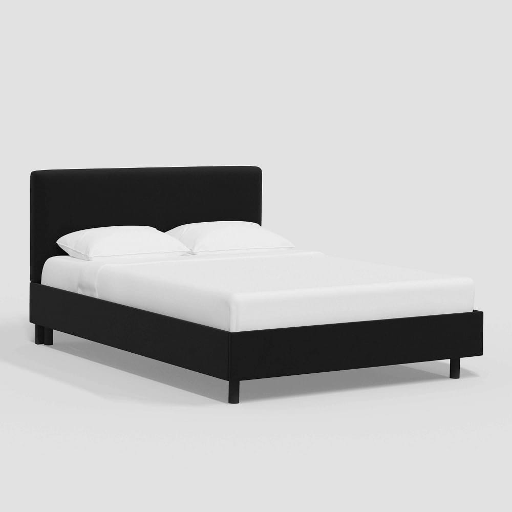 Queen Olivia Platform Bed In Velvet Black