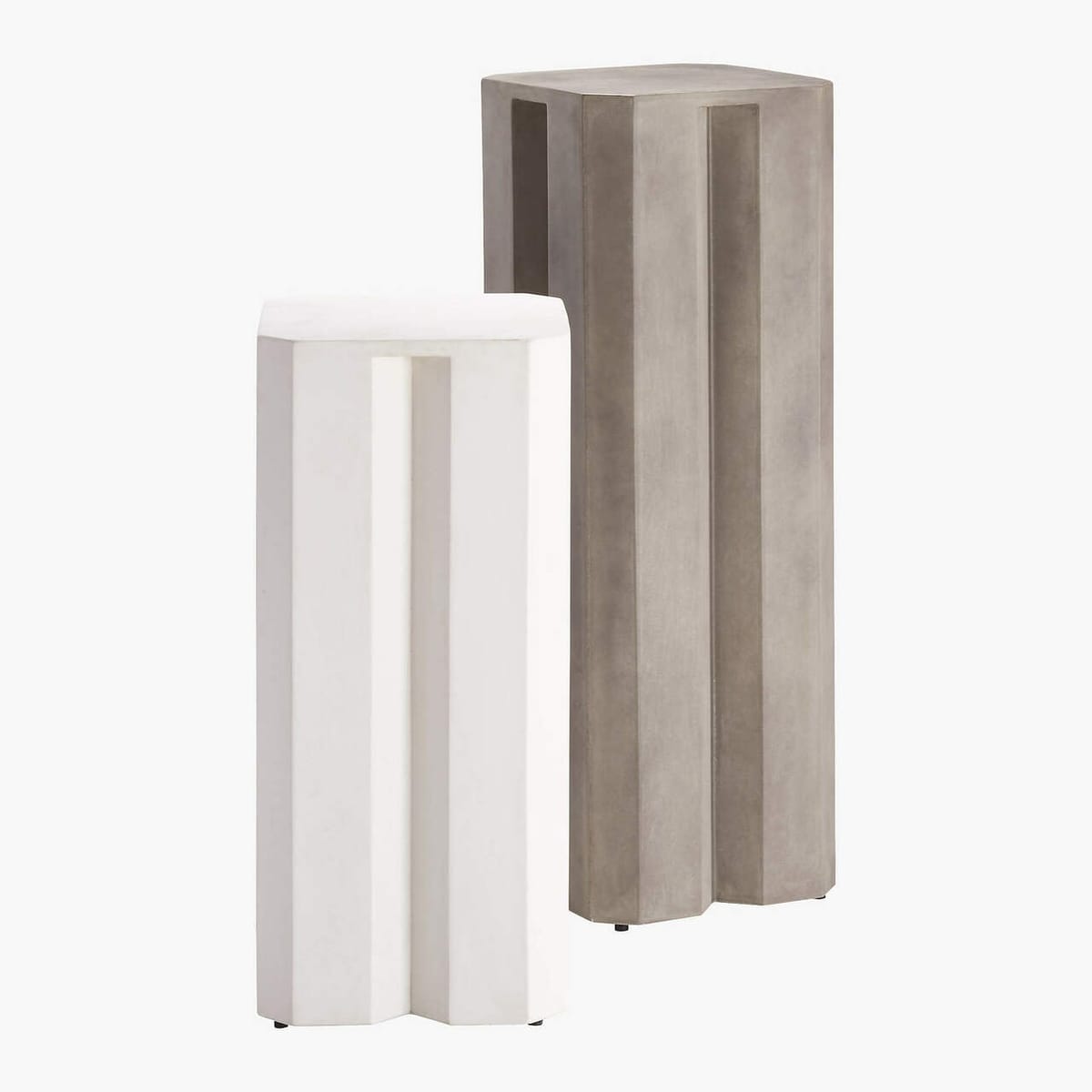 Hex Tall Grey Cement Pedestal Table
