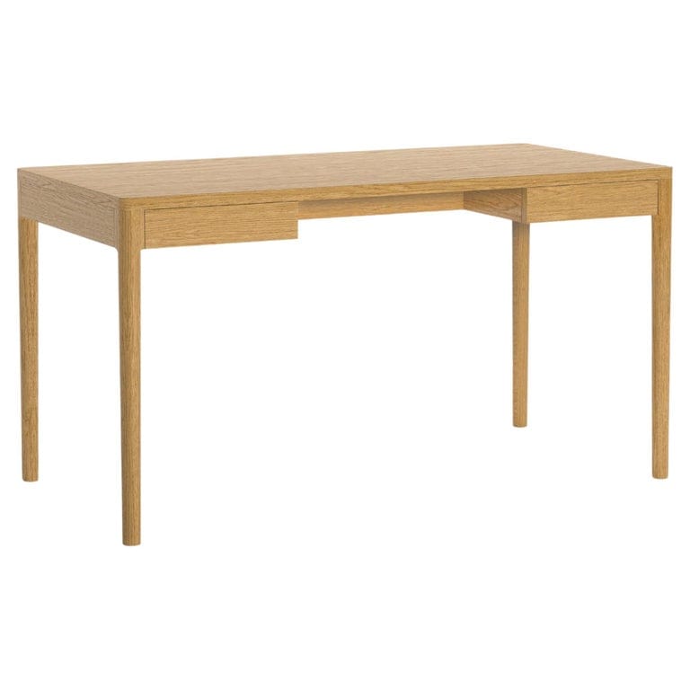 Front – Minimalist Work Desk In Solid Oak Wood 140x70