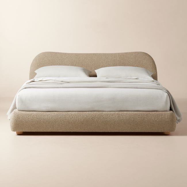 CB2 | Diana Boucle Upholstered King Bed - Brown