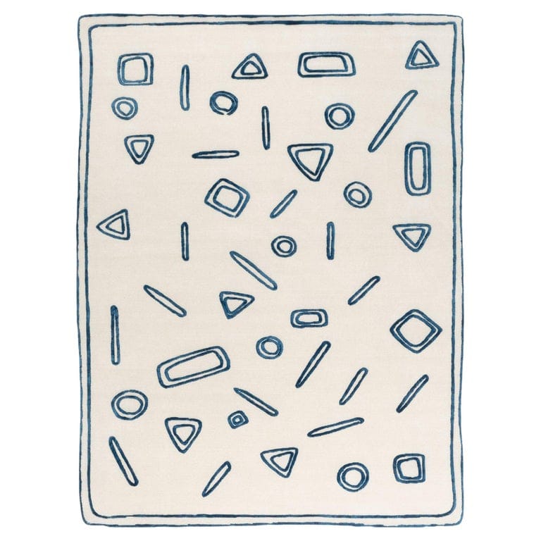 CC-Tapis Naïf Geometries Handmade Rug In Blue By David/nicolas