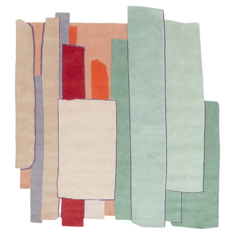 Gesture CC-Tapis Patcha Square Handmade Rug In Full Mint By Patricia Urquiola