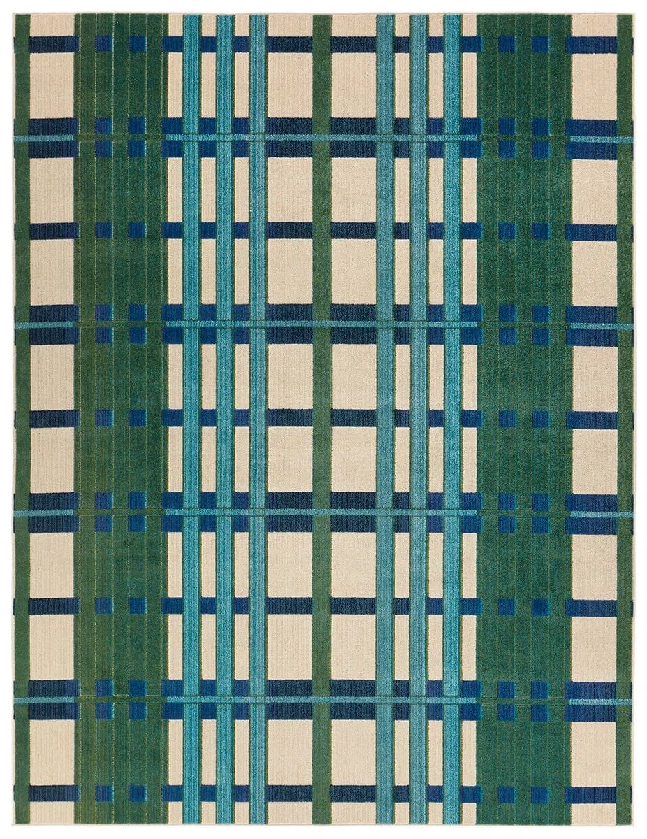 Lindsey Geometric Blue Area Rug
