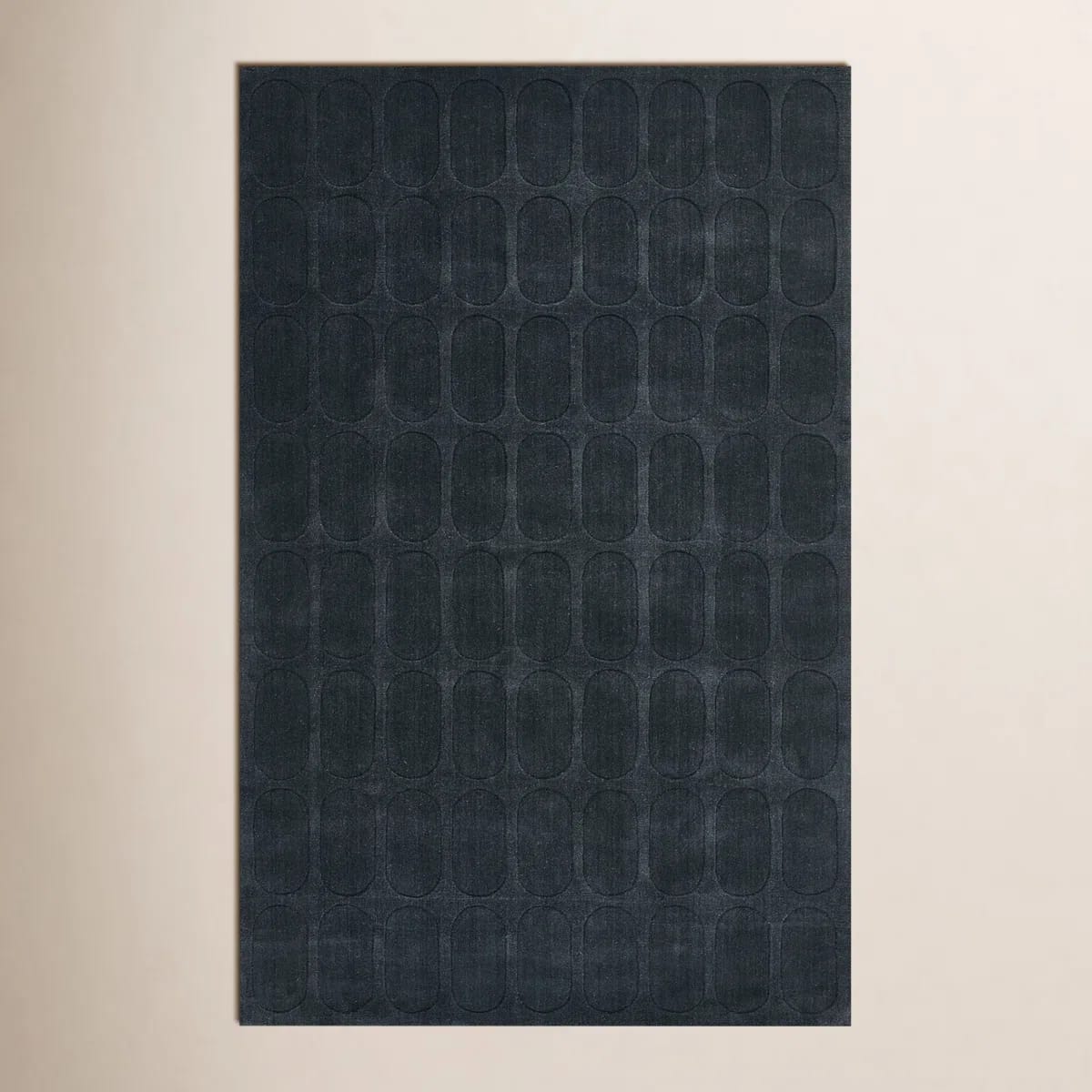 Mazzi Contour Hand Loomed Wool Geometric Navy Area Rug-570642742