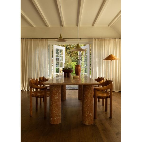 Large Bellini Style Rectangle Dining Table In Coral Portuguese Travertine