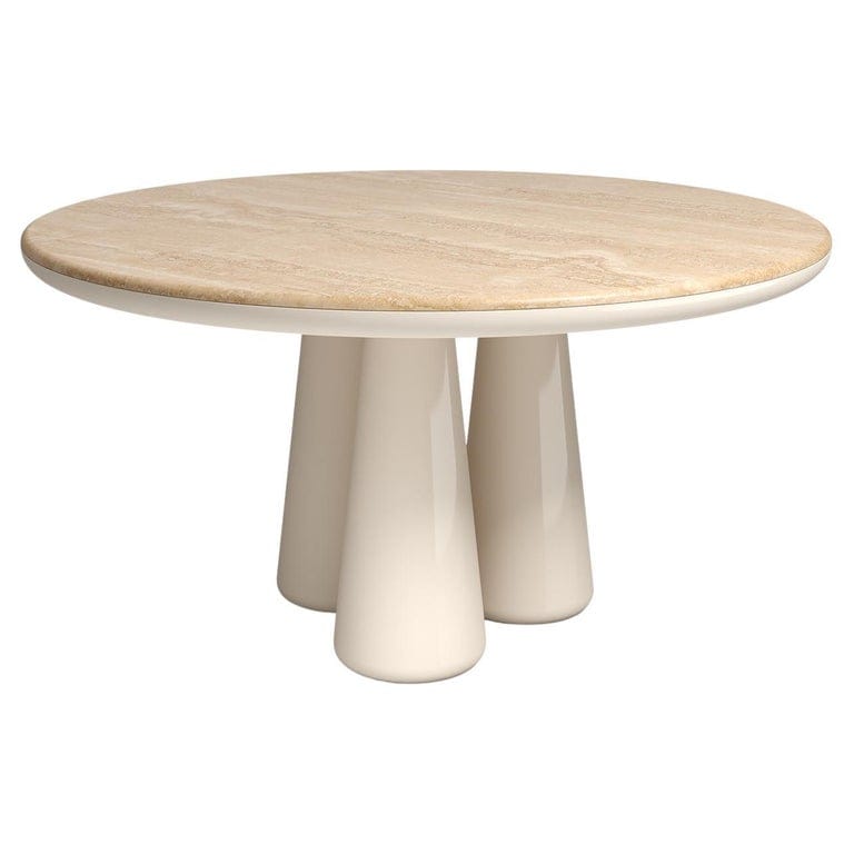 21st Century Elena Salmistraro Table Polyurethane Classic Travertino Glossy Legs