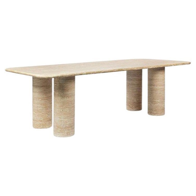 Soho Travertine Stone Dining Table - 81” - Stain Resistant, Rectangular, Modern