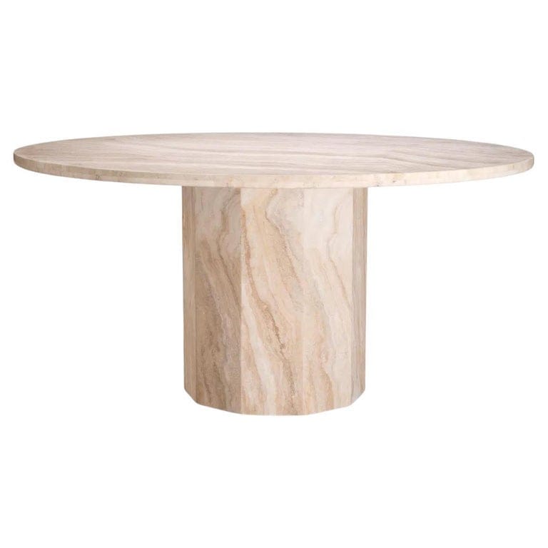 Contemporary Travertine Marble Dining Table.