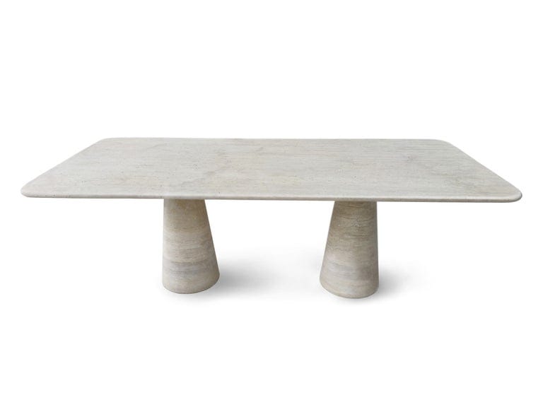 ANGELO MANGIAROTTI - Cream Travertine Rectangle Dining Table, in the Style of 1970