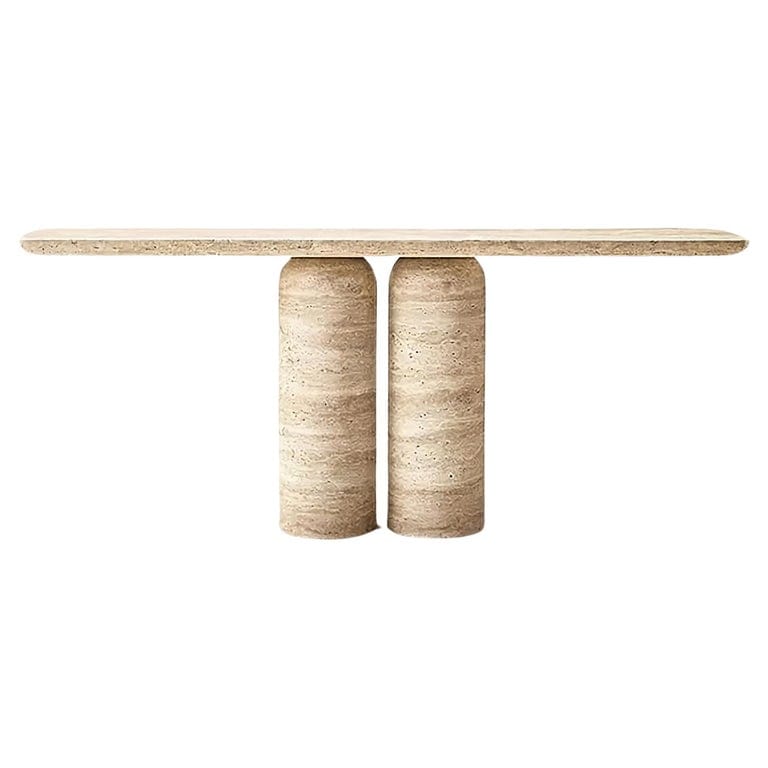 Travertine Console Table Inspired By Angelo Mangiarotti