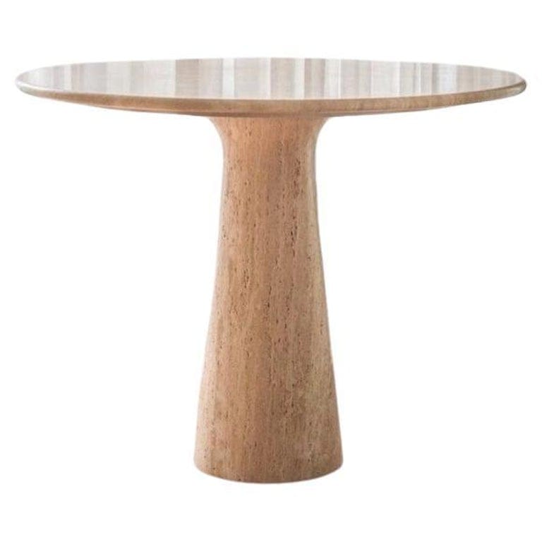 Ide Round Table - 36" Travertine Beige Stone Bistro - Dine Table By Haandcraft