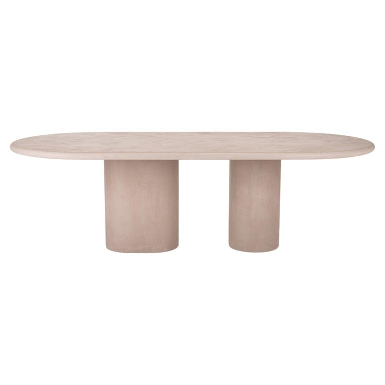 Customizable Handmade Plaster Textured Dining Table, Flat Oval, Ca300