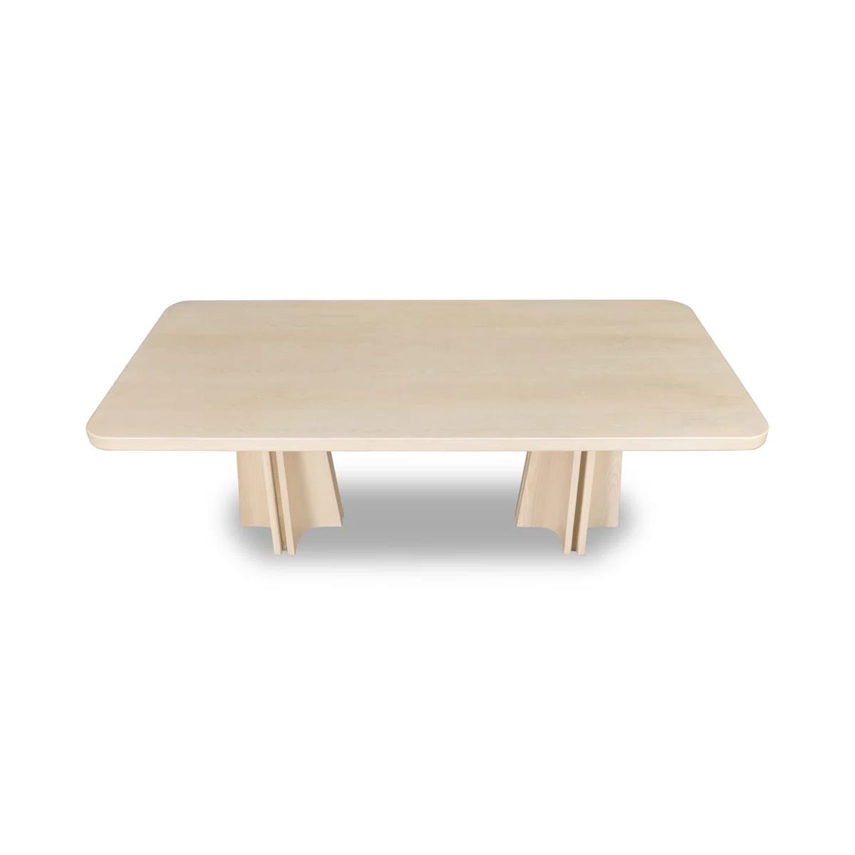 Charmika Ash Wood Double Pedestal Dining Table In White Sand