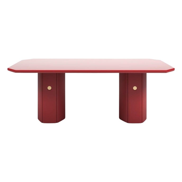 21st Century Matteo Cibic Table Lacquered Mdf Extraclear Glass Zeta Red Scapin