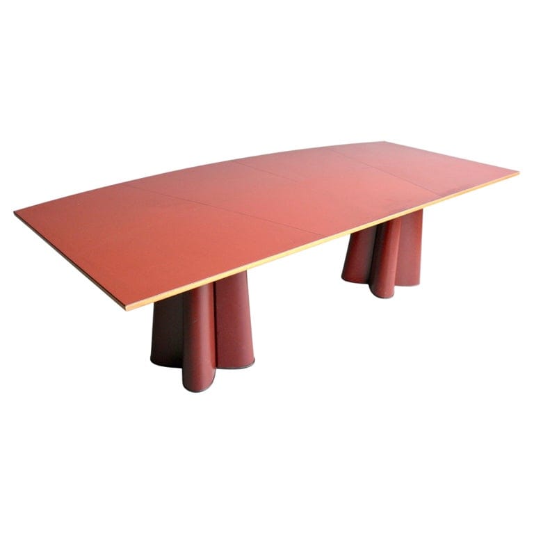 MATTEO GRASSI - Metron Boomerang Desk in Dark Cognac Leather