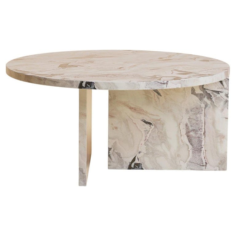Dover White Marble Round Coffee Table, Made In Italy
