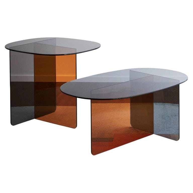 Set Of 2 Modern Geometric Tables By Matteo Zorzenoni, Italy