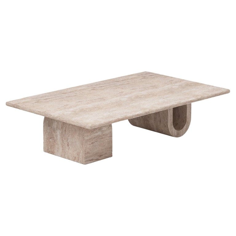 YET DESIGN STUDIO - Tonoz Travertine Coffee Table, Iconic Design, Natural Stone Top
